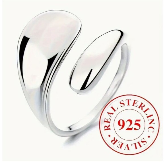 925 Sterling Silver Teardrop Wrap Ring Adjustable VIDEO - Picture 9 of 9
